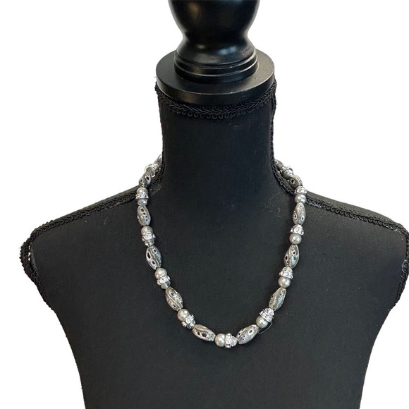Fac Fifth Avenue Collection gray silver crystal rhinestone beaded necklace - Picture 1 of 9